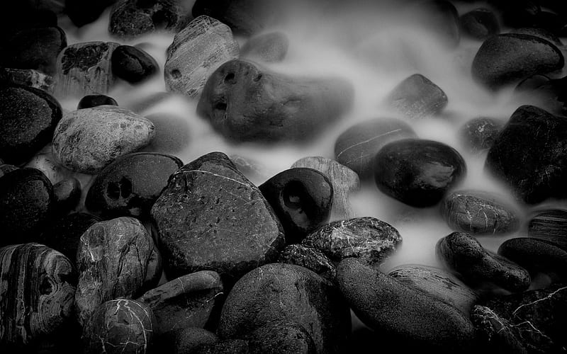Wet stones black white-2016 Macro, HD wallpaper
