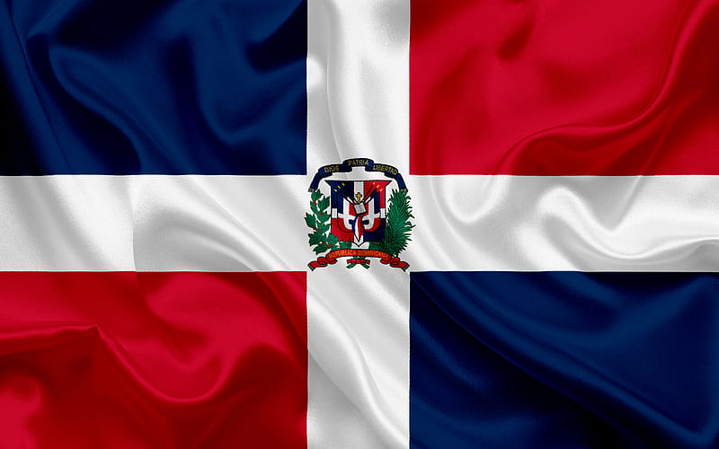 flag of Dominican Republic, Caribbean, Dominican Republic, silk flag, national symbols, HD wallpaper