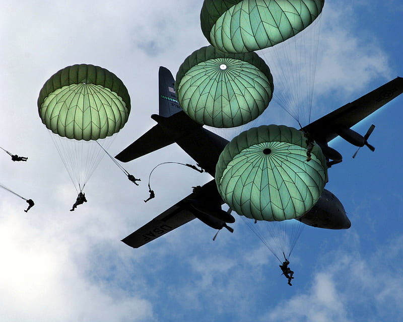 Paratroopers, army, nato, infantry, parachute, airborne, awesome, military, america, HD wallpaper