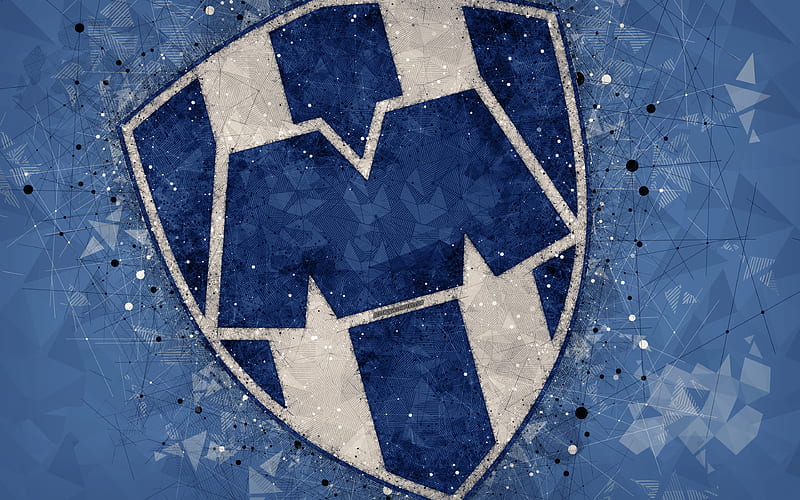 CF Monterrey geometric art, logo, Mexican football club, blue abstract background, Primera Division, Monterrey, Mexico, football, Liga MX, HD wallpaper