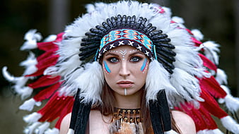Women, Native American, Black & White, Asian, Headdress, HD wallpaper ...