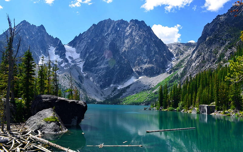 The enchantments, rocks, shore, enchantment, woods, bonito, clouds ...