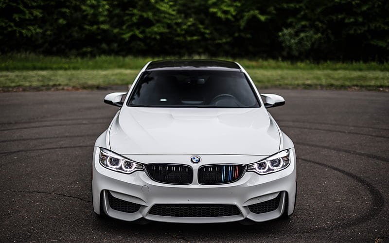  BMW M4, sedán deportivo, vista frontal, autos nuevos, paquete M, M4 blanco, BMW F8, Fondo de pantalla HD