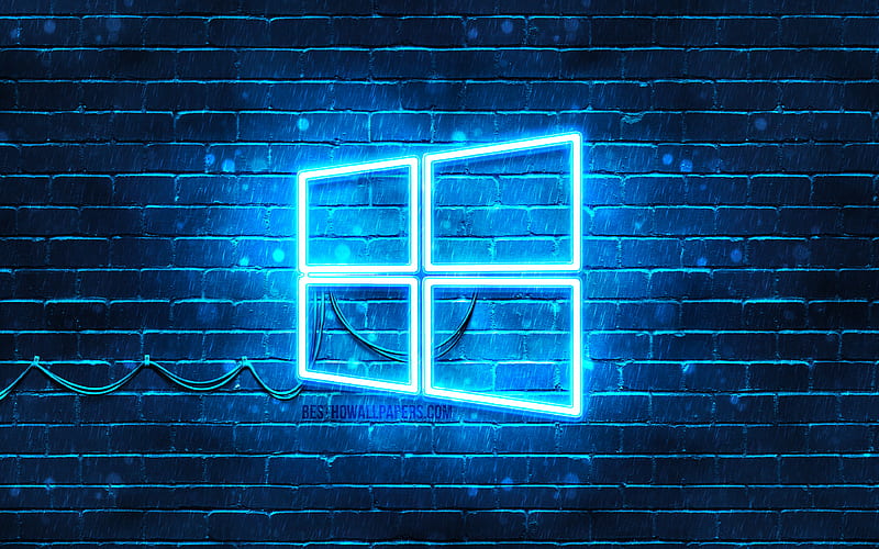 Windows 10 blue logo blue brickwall, Windows 10 logo, brands, Windows 10  neon logo, HD wallpaper | Peakpx
