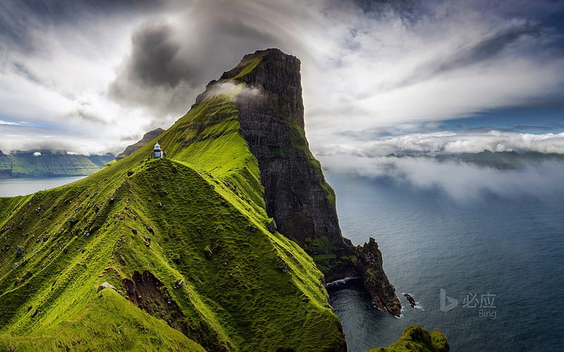 Faroe Islands Kallur lighthouse on Kalsoy Island-2017 Bing, HD wallpaper