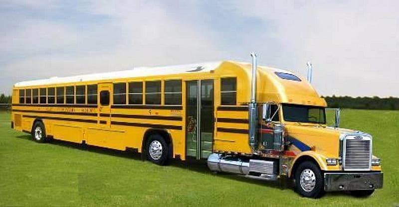 Bus Tranformer, yellow, truck, long, bus, HD wallpaper