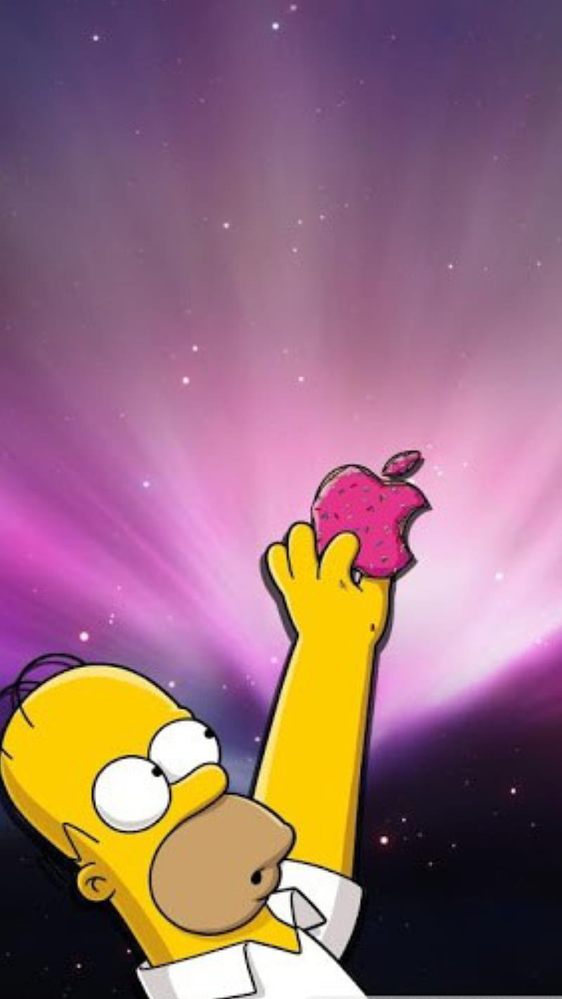 Simpsons, apple, doughnut, galaxy, homer, iphone, logo, strars, HD phone wallpaper