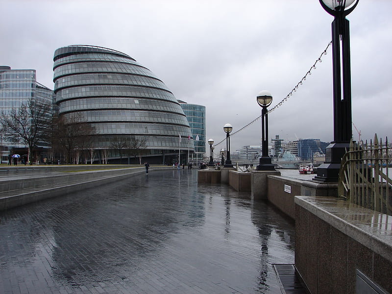 city hall, thames embankment, london, HD wallpaper