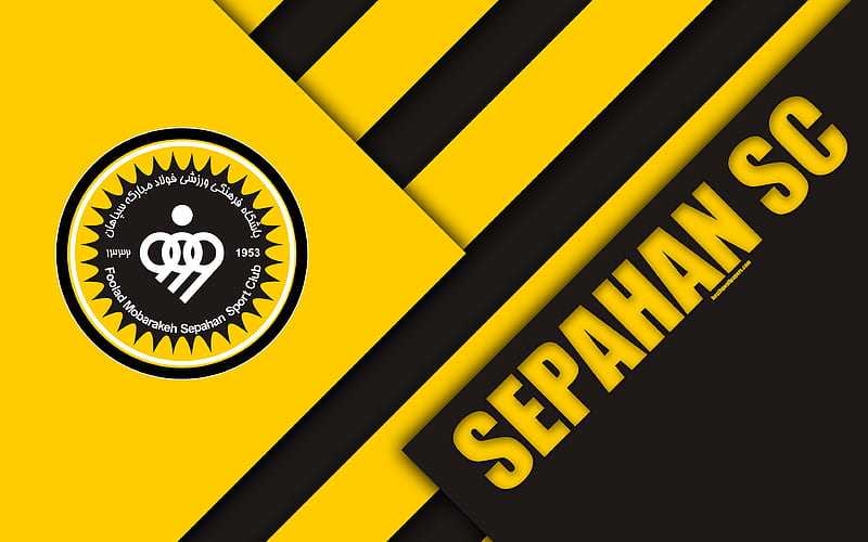 Sepahan SC Iranian football club, logo, yellow black abstraction, material design, emblem, Persian Gulf Pro League, Isfahan, Iran, football, HD wallpaper