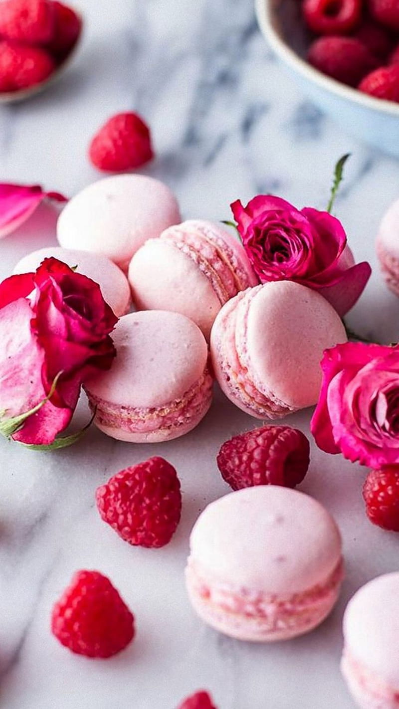 Pink Rose Macaroons Raspberry Mobile . Best . Macaroon , Food , Macaroons, Delicious, HD phone wallpaper