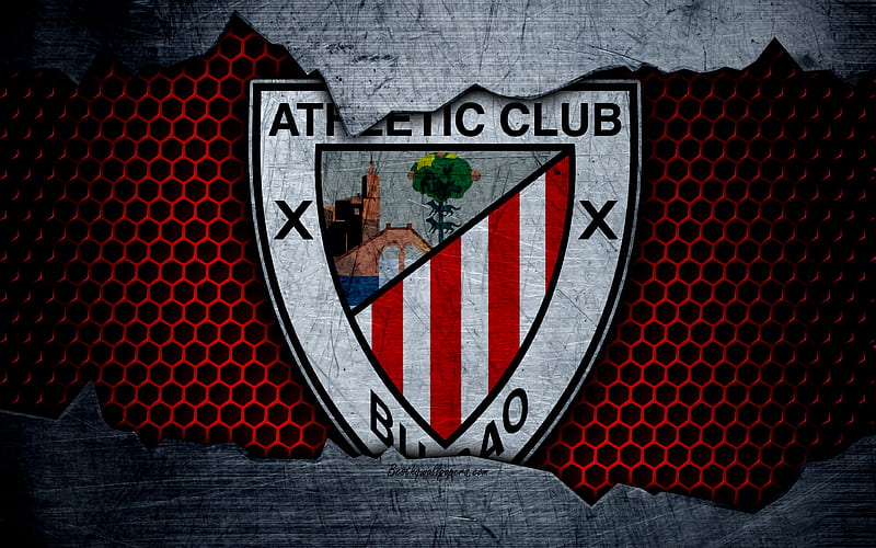 Athletic Bilbao La Liga, football, emblem, logo, Bilbao, Spain, football club, metal texture, grunge, HD wallpaper