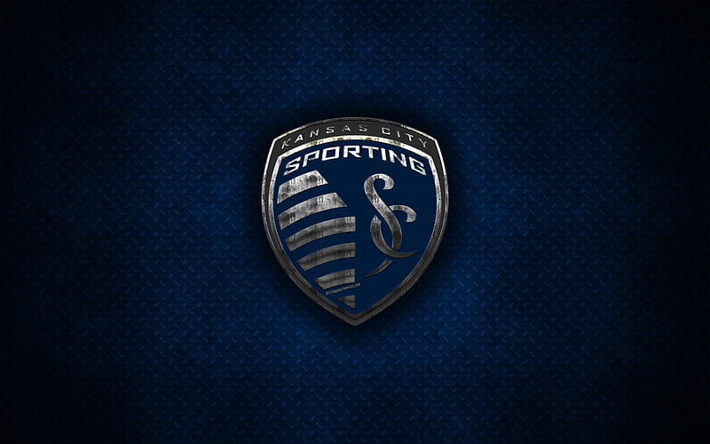 Sporting Kansas City metal logo, creative art, American soccer club, emblem, blue metal background, MLS, Kansas City, Missouri, USA, football, HD wallpaper