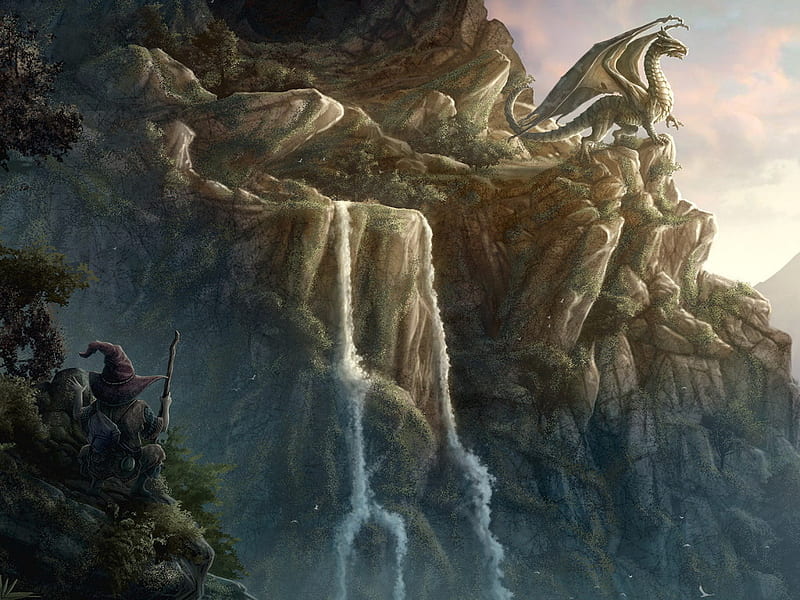 Dragon on Grief, mountain, fantasy, grief, dragon, abstract, HD wallpaper