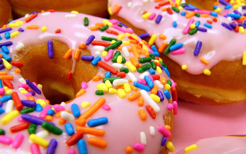 sugary donuts, candy, donut, icing, sugary, HD wallpaper
