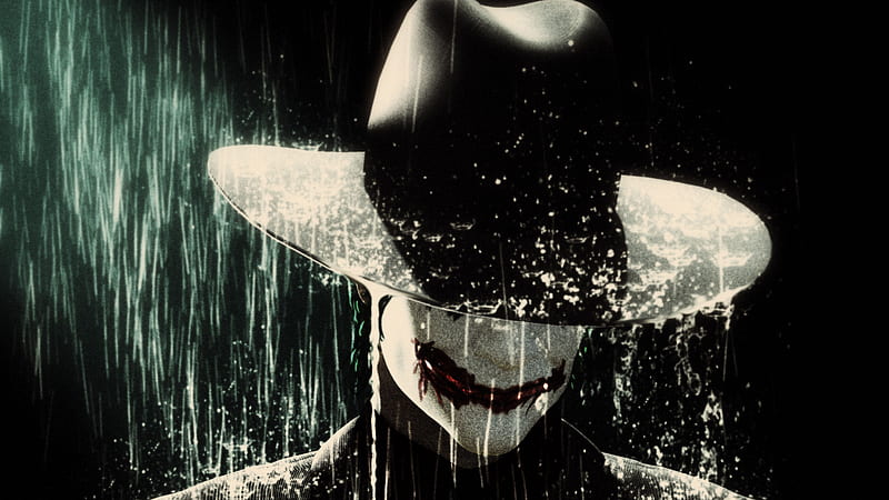 Joker In Rain Wearing Hat, joker, supervillain, rain, hat, HD wallpaper