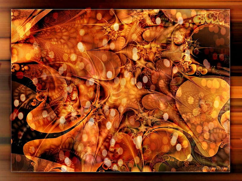 ABSTRACT OF FALL LEAVES, texure, fall season, autumn, orange, framed, abstract, leaf, leaves, bokeh, plantings, 3D, natural, HD wallpaper