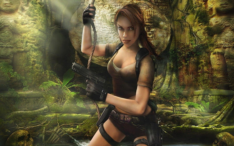 Lara Croft, games, female, gun, cg, video games, tomb raider, HD wallpaper