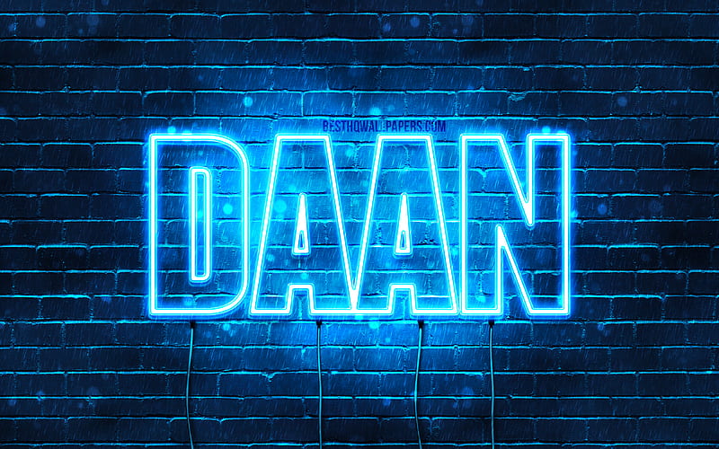 Daan with names, Joep name, blue neon lights, Happy Birtay Daan, popular dutch male names, with Daan name, HD wallpaper
