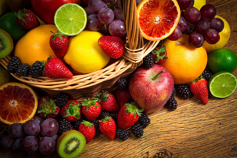 Fruits, Fruit, Apple, Grapes, Lemon, Lime, Strawberry, HD wallpaper