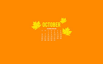 2019 October Calendar, minimalism style, gray background, autumn, 2019 ...