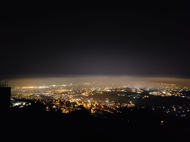 City Lights, beirut, lebanon, night, darkness, mountains, fog, edge, HD ...