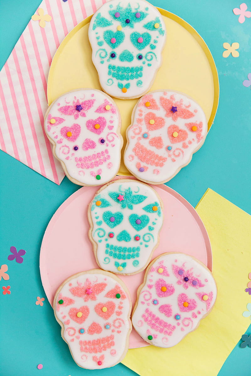 Sugar Skull, aesthetic, cookie, cute, day of the dead, dia de los muertos, mexico, pastel, spanish, HD phone wallpaper