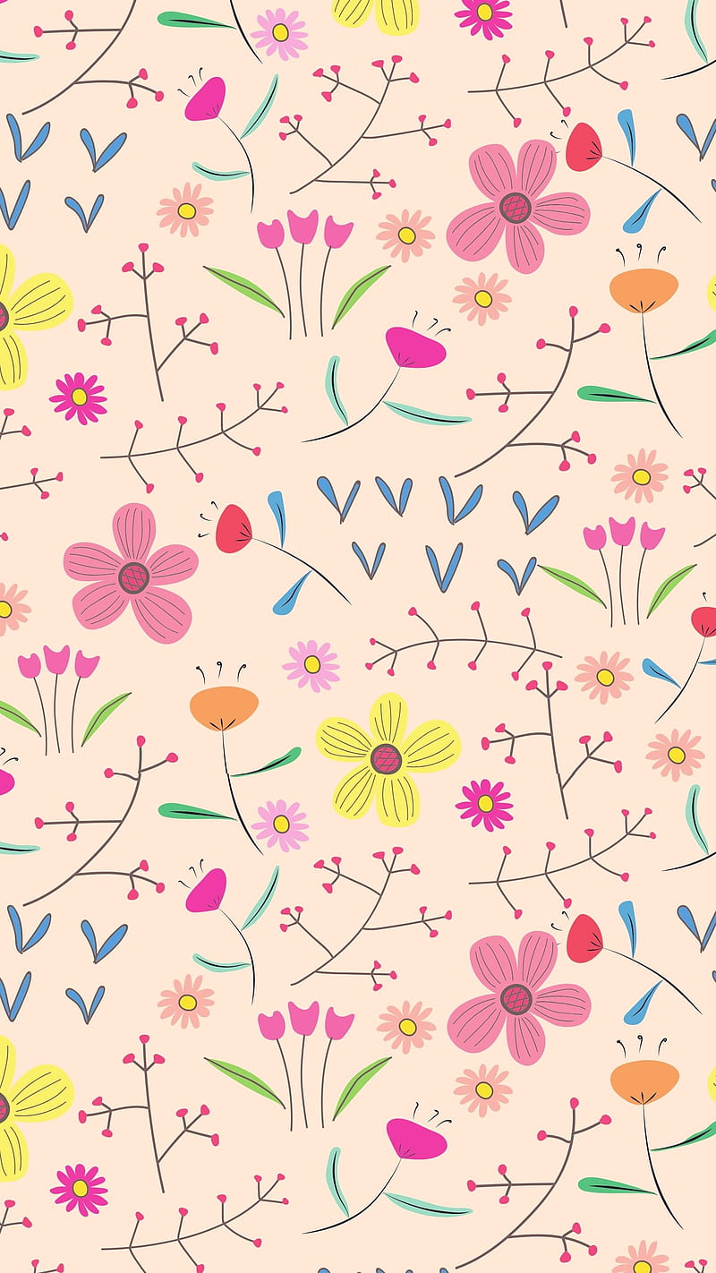 Girly Floral Pattern, adorable beautiful, aesthetic secret garden, colorful trending, flower plants, good vibes feel good, pastel foliage pattern, self love inspiration, spring summer plant, trending floral design, watercolor abstract, HD phone wallpaper