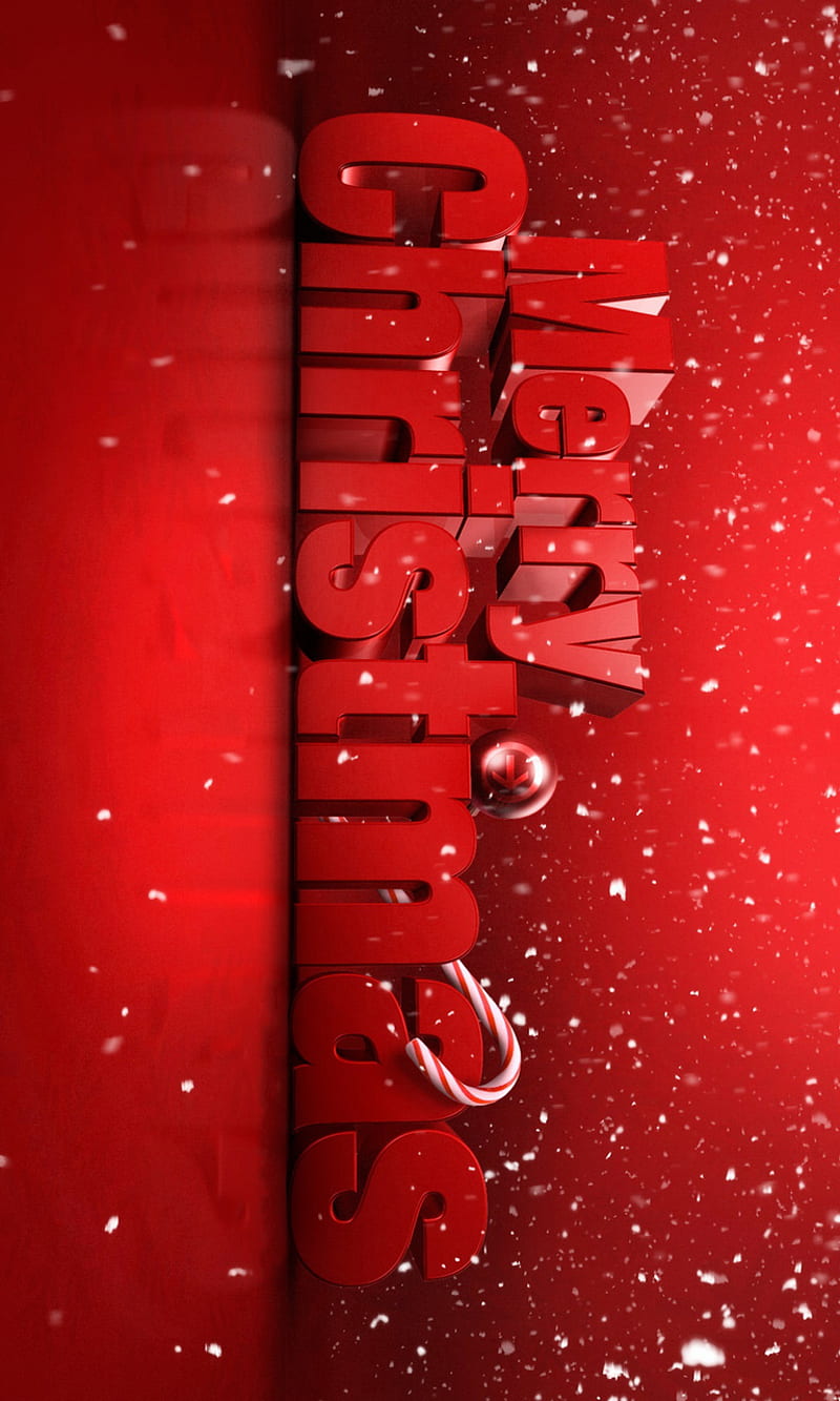 Merry Christmas, candy cane, holiday, red, snow, HD phone wallpaper