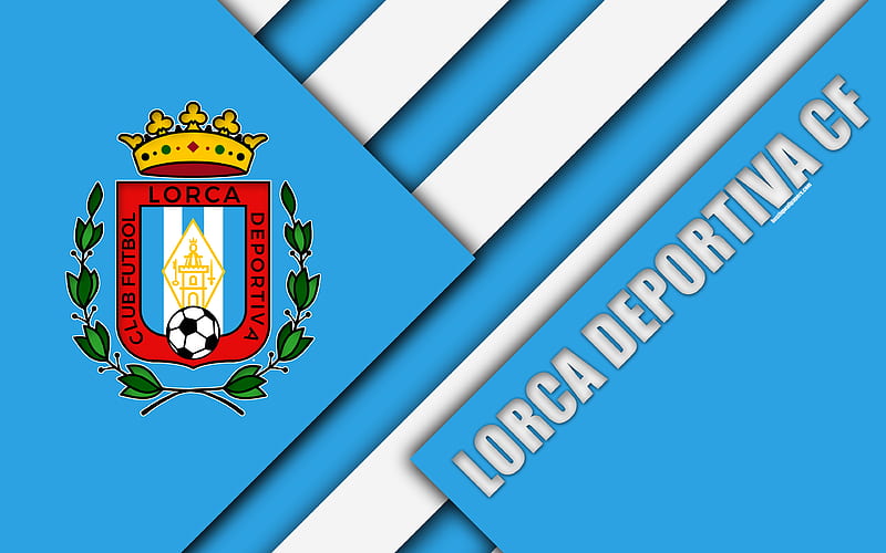 Lorca Deportiva CF material design, Spanish football club, white blue abstraction, logo, Lorca, Spain, Segunda Division, football, HD wallpaper