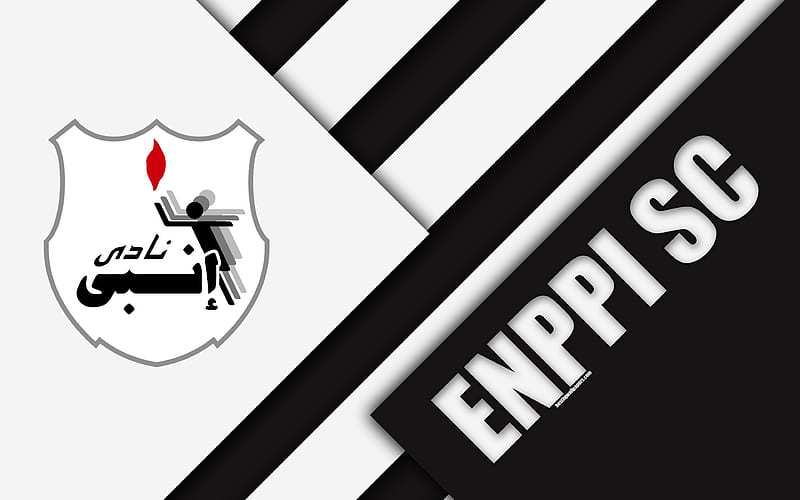 Enppi SC, Egyptian Football Club logo, material design, black and white abstraction, Cairo, Egypt, football, Etisalat Egyptian Premier League, ENPPI Club, HD wallpaper