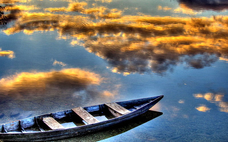 Lonely boat, water, boat, lonely, sky, blue, HD wallpaper | Peakpx