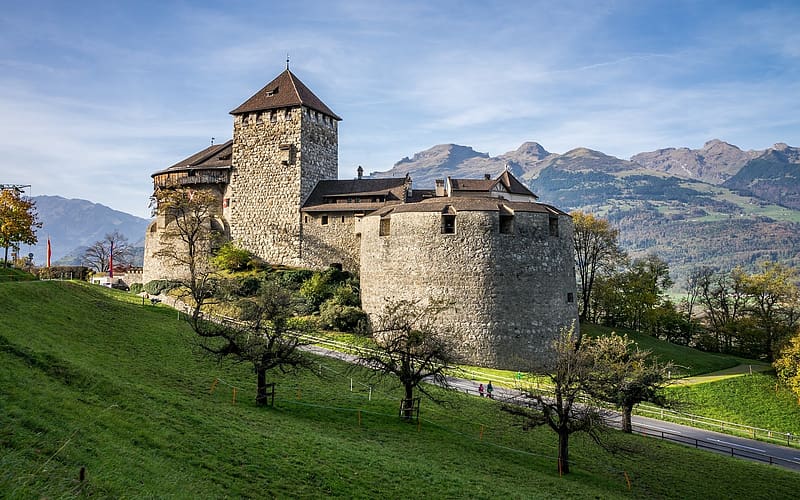 Vaduz Castle, Liechtenstein, Alps, grass, castle, Liechtenstein, trees ...