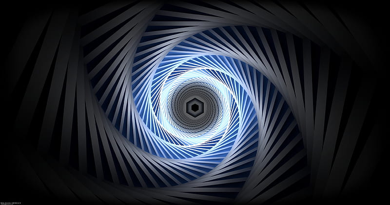 spiral, glow, abstraction, hexagon, rotation, HD wallpaper