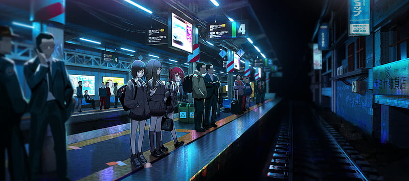 Anime, Train Station, HD wallpaper