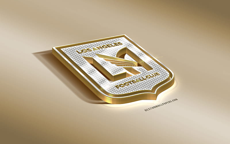 Los Angeles FC, American Soccer Club, Golden Silver logo, Los Angeles, California, USA, MLS, 3d golden emblem, creative 3d art, football, Major League Soccer, HD wallpaper
