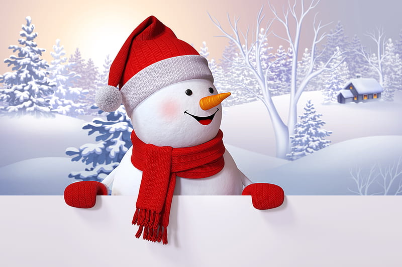 Cute Snowman, love, snow, winter, HD wallpaper