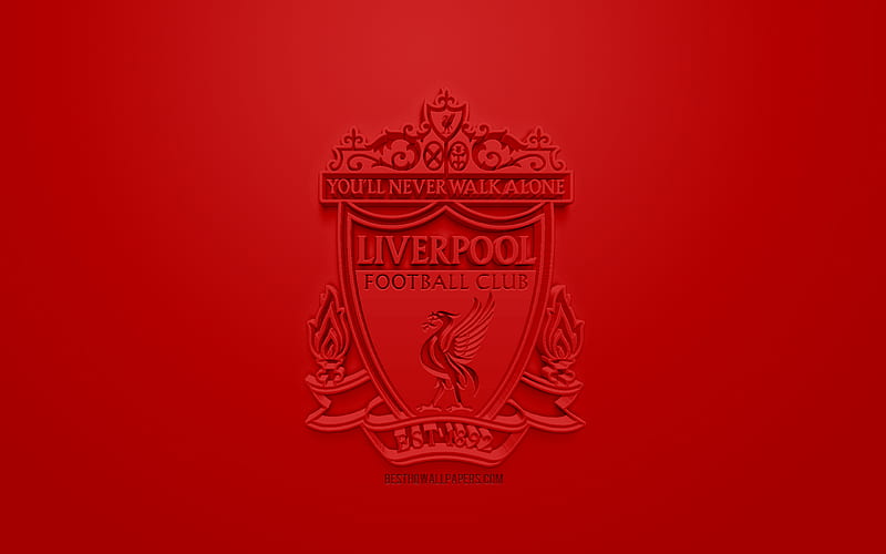 Liverpool FC, creative 3D logo, red background, 3d emblem, English football club, Premier League, Liverpool, England, 3d art, football, stylish 3d logo, HD wallpaper