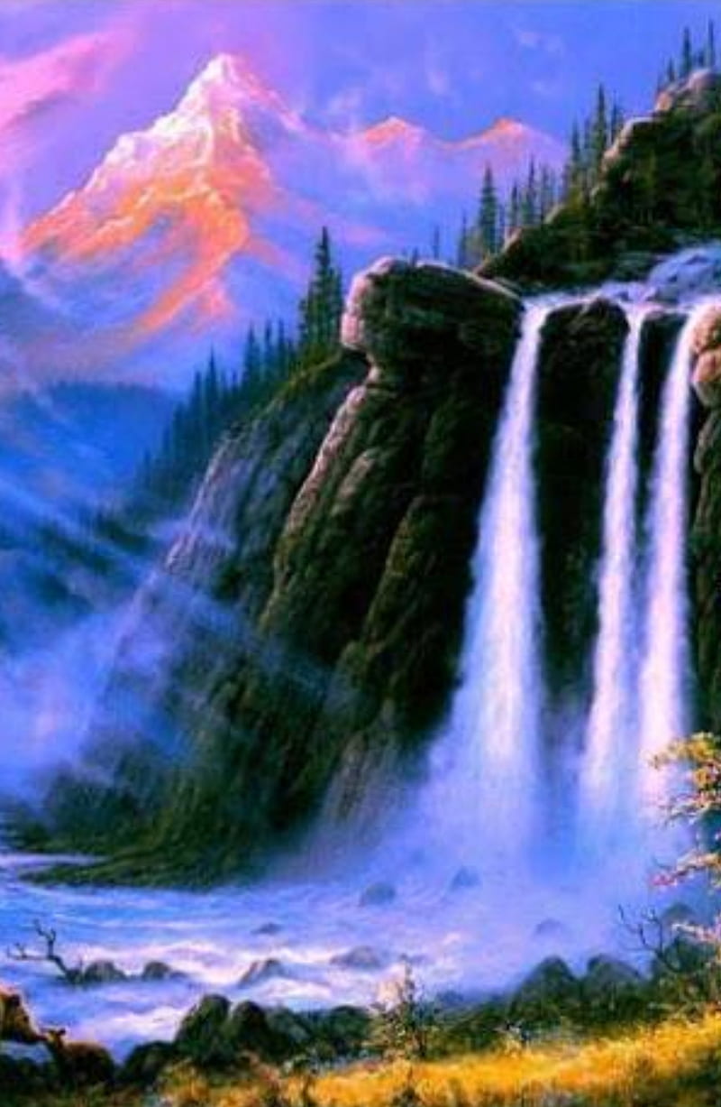 Beautiful Waterfall, mountain, nature, ocean, view, HD phone wallpaper |  Peakpx