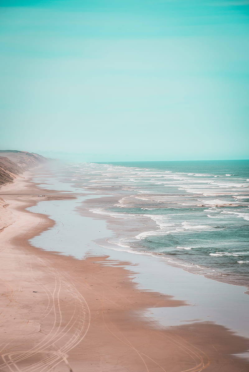 beach, coast, waves, water, sand, HD phone wallpaper