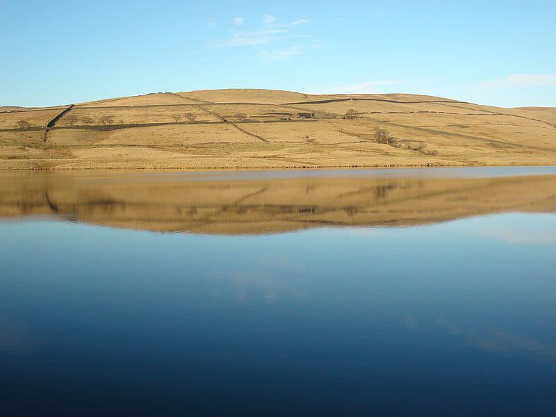 Tranquil reflection, peaceful, yorkshire, bluesky, landscape, HD ...