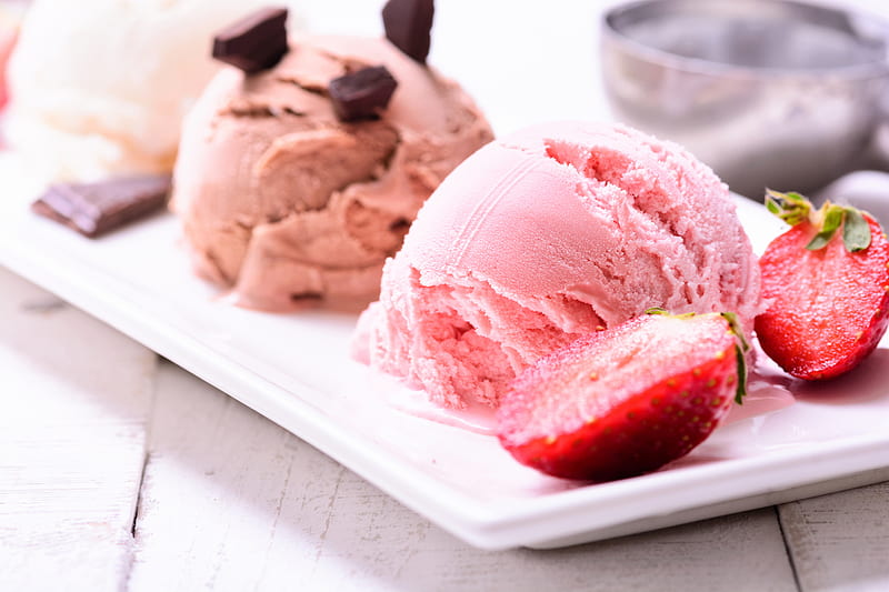 Food, Ice Cream, Strawberry, HD wallpaper