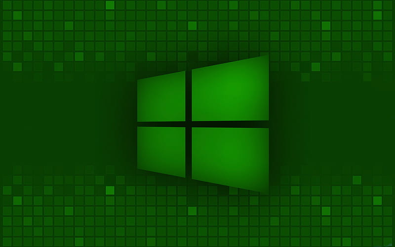 Green Windows 10 logo, green abstract background, Windows logo, Windows emblem, Windows 10, creative green background, Windows, HD wallpaper