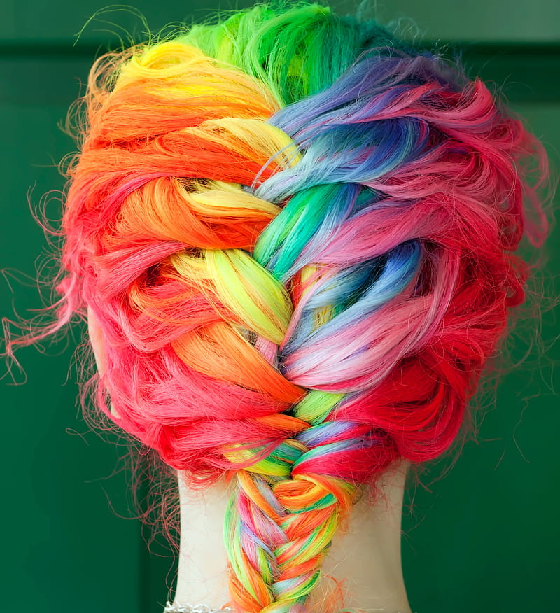 dyed hair, colorful, braids, HD phone wallpaper