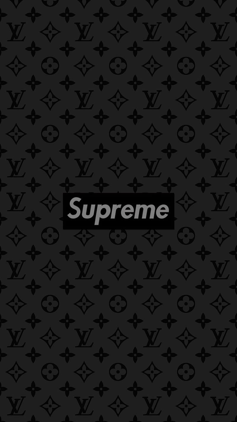 Supreme LV, brand, louis vuitton, tumblr, gris, marcas, black and