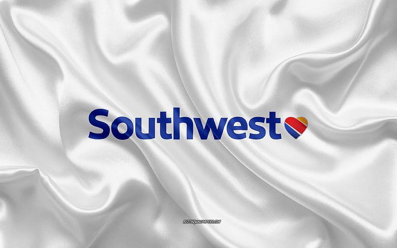 Southwest Airlines logo, airline, white silk texture, airline logos, Southwest Airlines emblem, silk background, silk flag, Southwest Airlines, HD wallpaper