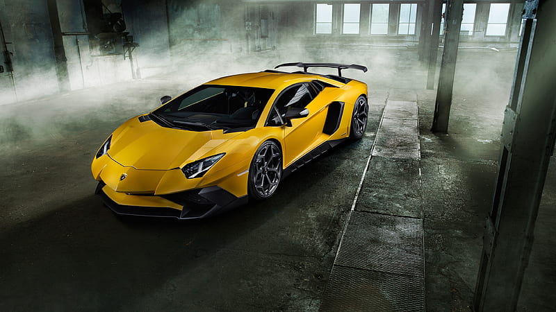 Steam & Fog, Lamborghini, spoiler, foggy, window, Italian, Exotic, high-def, garage, black, yellow, Aventador, green, Luxury, sleek, steamy, hidden, HD wallpaper
