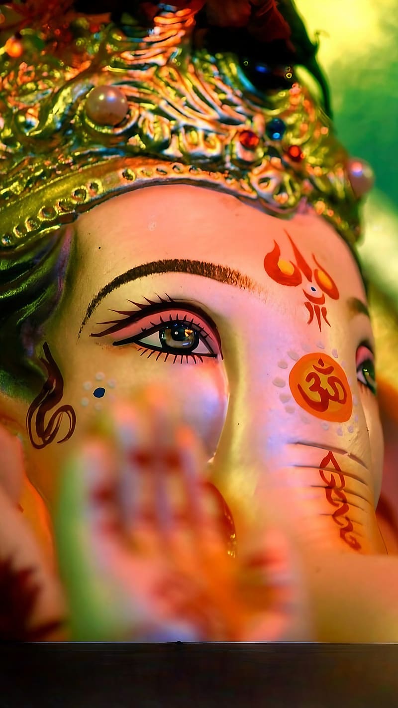Ganesh Ji Ka, Face Closeup, lord, god, ganpati ji, HD phone wallpaper