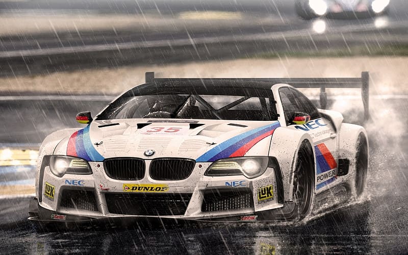 Bmw, Rain, Race Car, Race Track, Vehicles, HD wallpaper