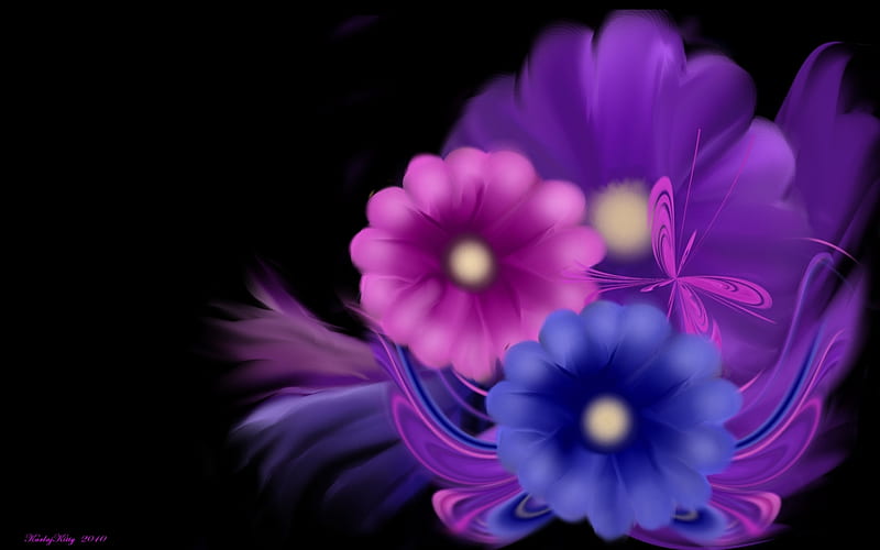 Ramo de flores de fantasía, cg, colores, negro, cintas, pintura digital,  fantasía, Fondo de pantalla HD | Peakpx