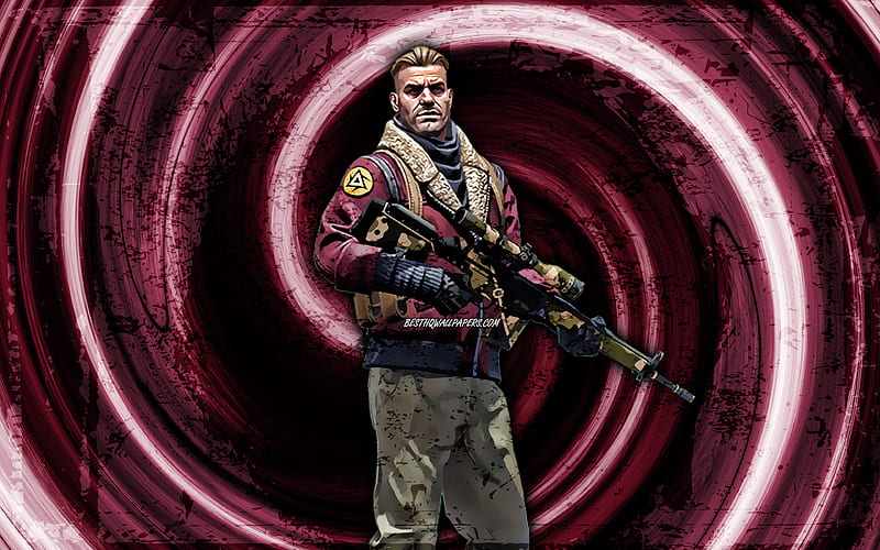 Rezan purple grunge background, CSGO agent, Counter-Strike Global Offensive, vortex, Counter-Strike, CSGO characters, Rezan CSGO, HD wallpaper